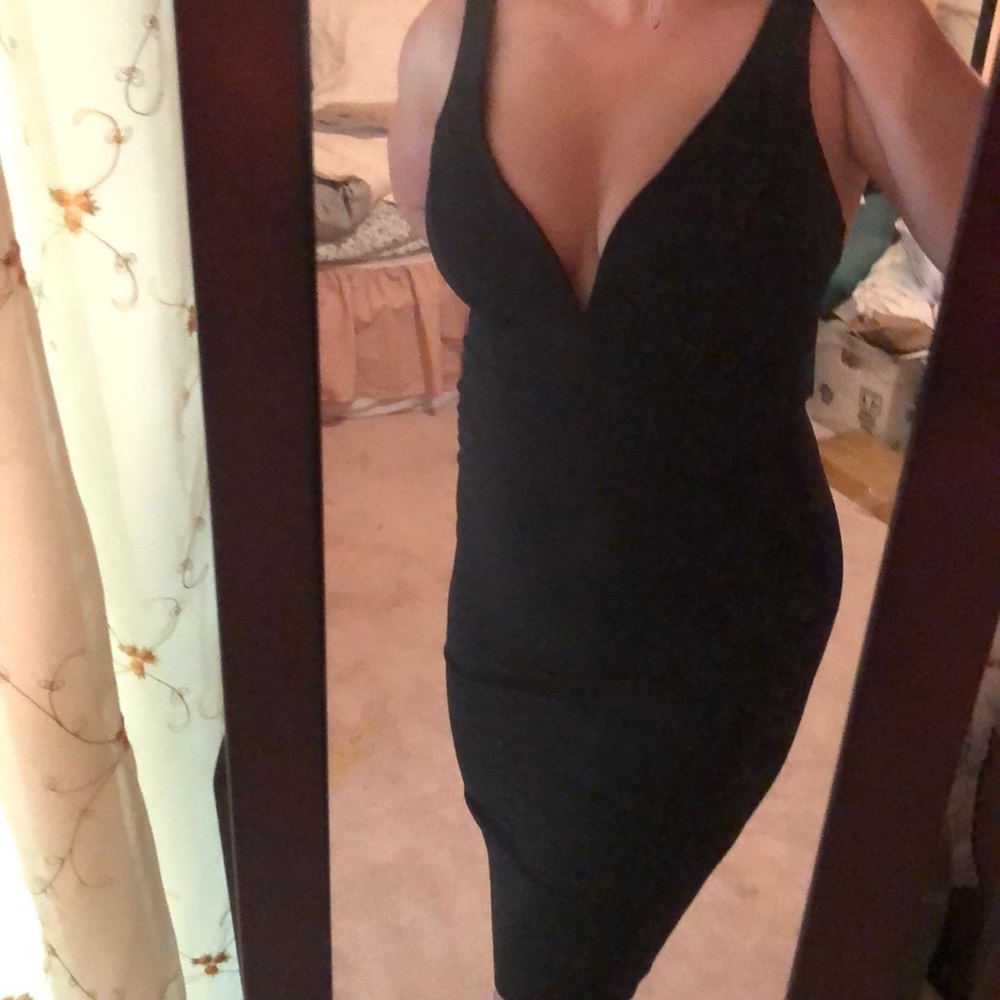 Deep v cut midi dress